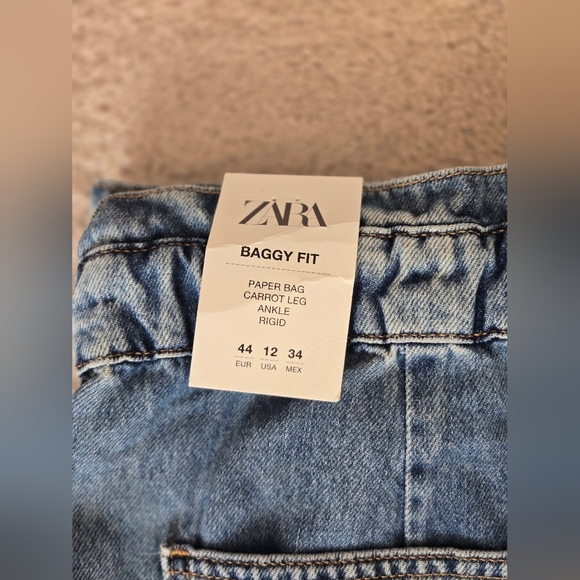 Womens Zara denim paperbag baggy fit jeans - Picture 4 of 14